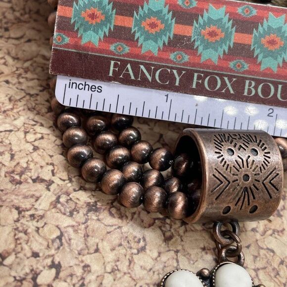 Western SQUASH BLOSSOM COPPER BUFFALO NECKLACE EARRING SOUTHWEST Set Bracelet Ne - Picture 11 of 16